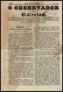 O Observador das galerias [jornal], n. 15. São Paulo-SP, 09 mar. 1838.