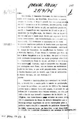 TV Tupi [emissora]. Jornal Novas [programa]. Roteiro [televisivo], 21 jul. 1976.