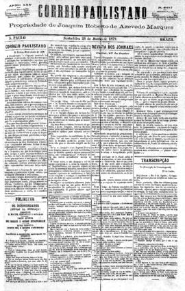 Correio paulistano [jornal], [s/n]. São Paulo-SP, 28 jun. 1878.