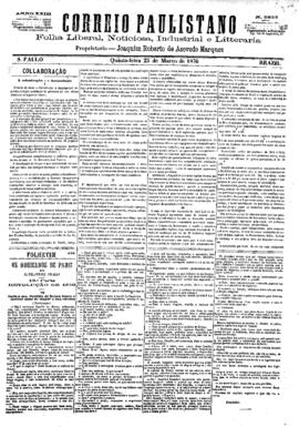 Correio paulistano [jornal], [s/n]. São Paulo-SP, 23 mar. 1876.