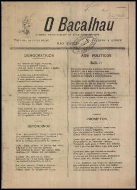 O Bacalhau [jornal], [s/n]. São Paulo-SP, 1893.