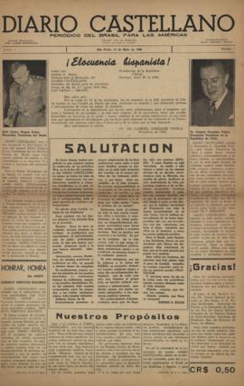 Diario castellano [jornal], a. 1, n. 1. São Paulo-SP, 15 mai. 1948.
