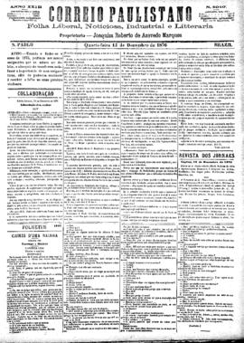 Correio paulistano [jornal], [s/n]. São Paulo-SP, 13 dez. 1876.