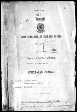Processo... [apelação criminal], nª 1009/1927. [São Paulo-SP?], 1927. v. 41