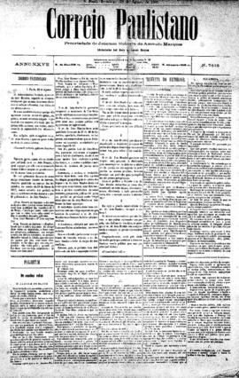 Correio paulistano [jornal], [s/n]. São Paulo-SP, 28 ago. 1881.