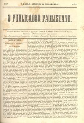 O Publicador paulistano [jornal], n. 24. São Paulo-SP, 24 out. 1857.