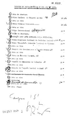 TV Tupi [emissora]. Ultra Notícias [programa]. Roteiro [televisivo], 29 abr. 1969.