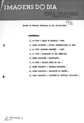 TV Tupi [emissora]. Revista Feminina [programa]. Roteiro [televisivo], 11 nov. 1958.