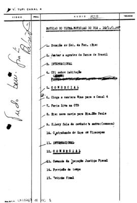 TV Tupi [emissora]. Ultra Notícias [programa]. Roteiro [televisivo], 10 nov. 1967.