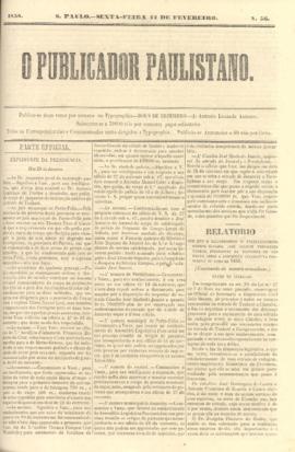 O Publicador paulistano [jornal], n. 56. São Paulo-SP, 12 fev. 1858.