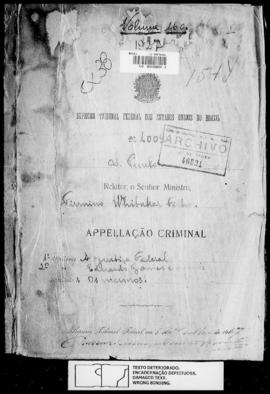 Processo... [apelação criminal], nª 1009/1927. [São Paulo-SP?], 1927. v. 160