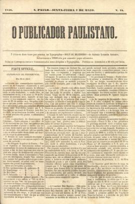 O Publicador paulistano [jornal], n. 78. São Paulo-SP, 07 mai. 1858.