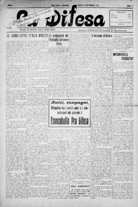 La Difesa [jornal], a. 1, n. 12. São Paulo-SP, 08 set. 1923.