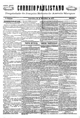 Correio paulistano [jornal], [s/n]. São Paulo-SP, 28 dez. 1877.