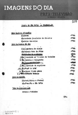 TV Tupi [emissora]. Diário de São Paulo na T.V. [programa]. Roteiro [televisivo], 10 nov. 1960.