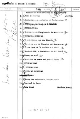 TV Tupi [emissora]. Ultra Notícias [programa]. Roteiro [televisivo], 15 ago. 1969.