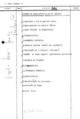 TV Tupi [emissora]. Ultra Notícias [programa]. Roteiro [televisivo], 23 fev. 1968.