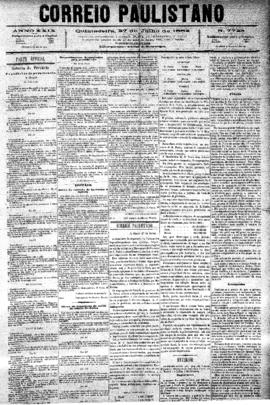 Correio paulistano [jornal], [s/n]. São Paulo-SP, 27 jul. 1882.