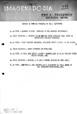 TV Tupi [emissora]. Revista Feminina [programa]. Roteiro [televisivo], 11 jul. 1962.