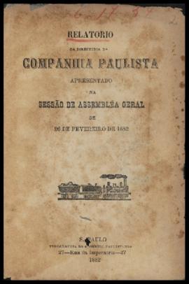 Relatório…, [nº 025], 2º sem. 1881. Criador(a): Companhia Paulista de Estradas de Ferro. São Paul...