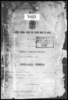 Processo... [apelação criminal], nª 1009/1927. [São Paulo-SP?], 1927. v. 35