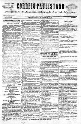 Correio paulistano [jornal], [s/n]. São Paulo-SP, 17 abr. 1878.