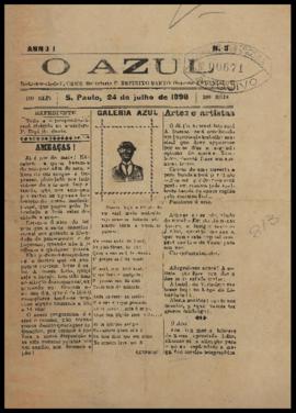 O Azul [jornal], a. 1, n. 3. São Paulo-SP, 24 jul. 1898.