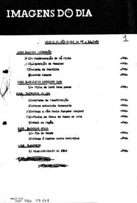 TV Tupi [emissora]. Diário de São Paulo na T.V. [programa]. Roteiro [televisivo], 14 jul. 1960.