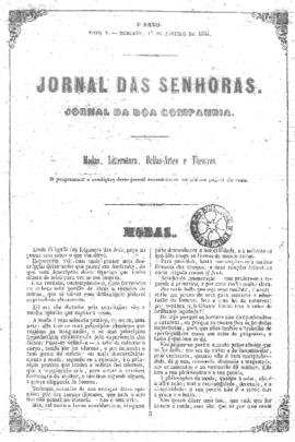 O Jornal das senhoras [jornal], a. 3, t. 5, [s/n]. Rio de Janeiro-RJ, 15 jan. 1854.