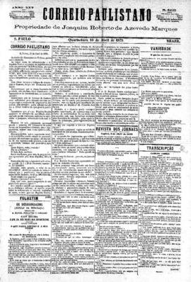 Correio paulistano [jornal], [s/n]. São Paulo-SP, 10 abr. 1878.