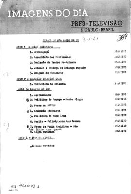TV Tupi [emissora]. Diário de São Paulo na T.V. [programa]. Roteiro [televisivo], 03 jan. 1961.