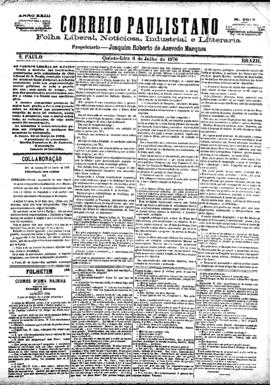 Correio paulistano [jornal], [s/n]. São Paulo-SP, 06 jul. 1876.