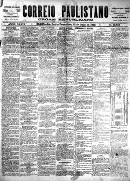 Correio paulistano [jornal], [s/n]. São Paulo-SP, 12 jul. 1892.