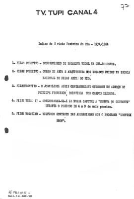 TV Tupi [emissora]. Revista Feminina [programa]. Roteiro [televisivo], 17 abr. 1964.