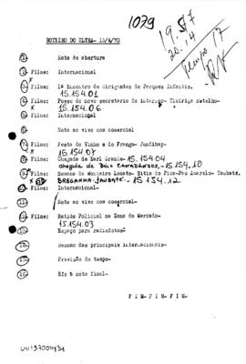 TV Tupi [emissora]. Ultra Notícias [programa]. Roteiro [televisivo], 13 abr. 1970.