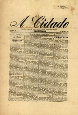 A Cidade [jornal], a. 3, n. 81. São José dos Campos-SP, 16 fev. 1902.