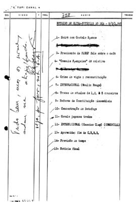 TV Tupi [emissora]. Ultra Notícias [programa]. Roteiro [televisivo], 09 mai. 1967.