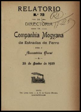 Relatório…, nº 072, 1924. Criador(a): Companhia Mogiana de Estradas de Ferro. Campinas-SP: Typ.  ...