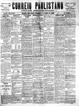 Correio paulistano [jornal], [s/n]. São Paulo-SP, 08 mai. 1892.