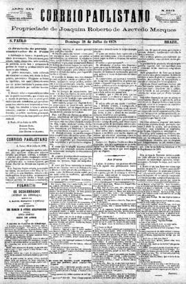 Correio paulistano [jornal], [s/n]. São Paulo-SP, 28 jul. 1878.
