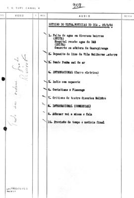 TV Tupi [emissora]. Ultra Notícias [programa]. Roteiro [televisivo], 25 mar. 1966.
