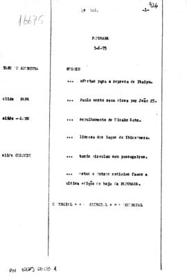 TV Tupi [emissora]. Jornal Panorama [programa]. Roteiro [televisivo], 03 jun. 1975.