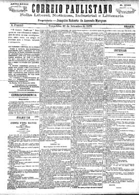 Correio paulistano [jornal], [s/n]. São Paulo-SP, 12 set. 1876.