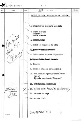 TV Tupi [emissora]. Ultra Notícias [programa]. Roteiro [televisivo], 15 fev. 1967.