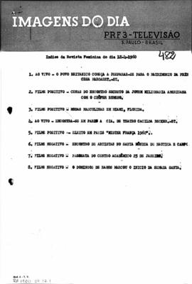 TV Tupi [emissora]. Revista Feminina [programa]. Roteiro [televisivo], 12 abr. 1960.