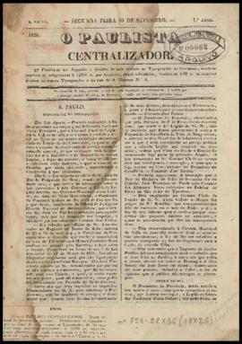 O Paulista [jornal], a. 1, [s/n]. São Paulo-SP, 10 set. 1838.
