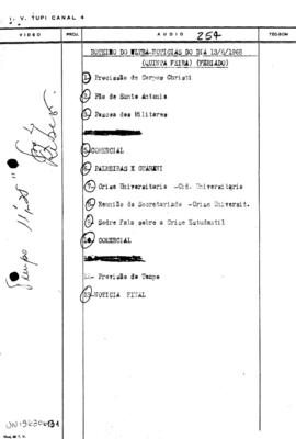 TV Tupi [emissora]. Ultra Notícias [programa]. Roteiro [televisivo], 13 jun. 1968.