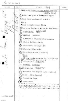 TV Tupi [emissora]. Ultra Notícias [programa]. Roteiro [televisivo], 12 ago. 1968.