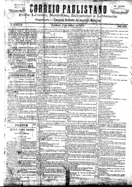 Correio paulistano [jornal], [s/n]. São Paulo-SP, 01 jul. 1876.