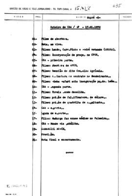 TV Tupi [emissora]. Rede Tupi de Notícias [programa]. Roteiro [televisivo], 17 jan. 1972.